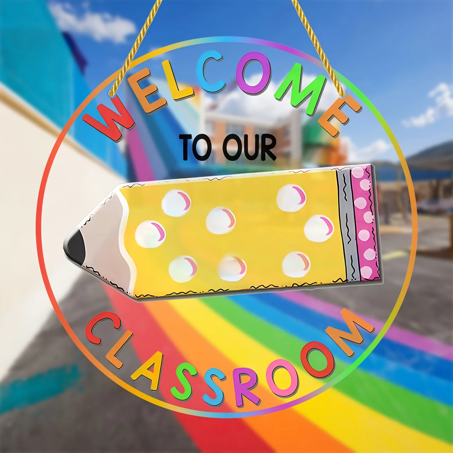 Welcome Classroom Door Sign Suncatcher,Round Acrylic Hanging Rainbow Maker,Windows,Classroom,Campus,Teacher Gift,home,Birthday