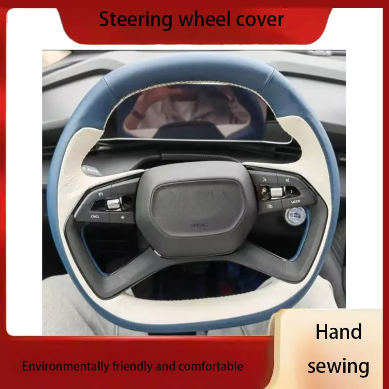 

Custom Hand Sewing Anti-slip Wear Breathable Genuine Leather Car Steering Wheel Cover For Geely Boyue L 2022 2023Accessories