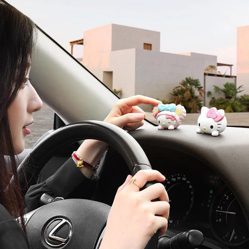 

Sanrio Car Console Ornaments Doll Decoration Paste Jewelry Cartoon Genuine Hello Kitty Car Accessories Anime Cute Gift