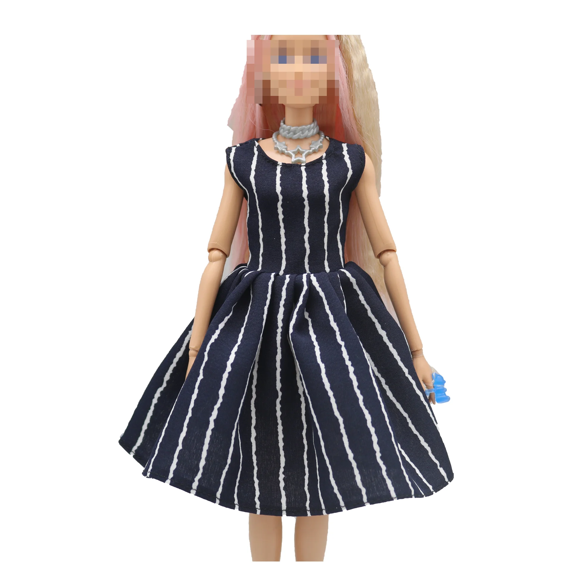 New 30cm 1/6 3 Colors Stripe Print Dress Doll Accessories Clothes for Barbies Doll