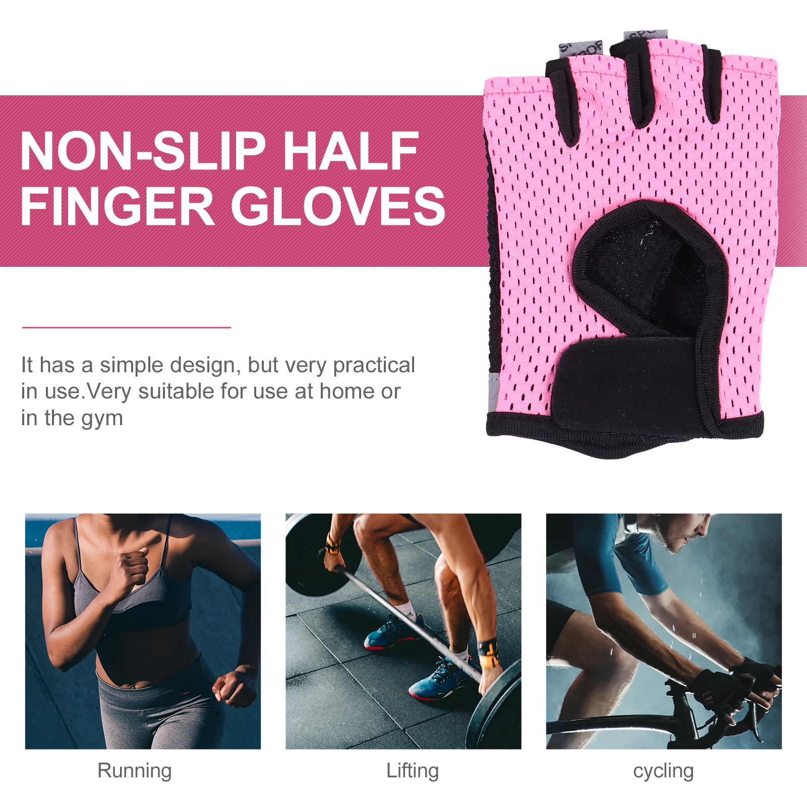 

Anti-slip Half Finger Gloves Size for Men Women Sports Gym Cycling Wear-resistant Breathable Palm Thickened Non-slip