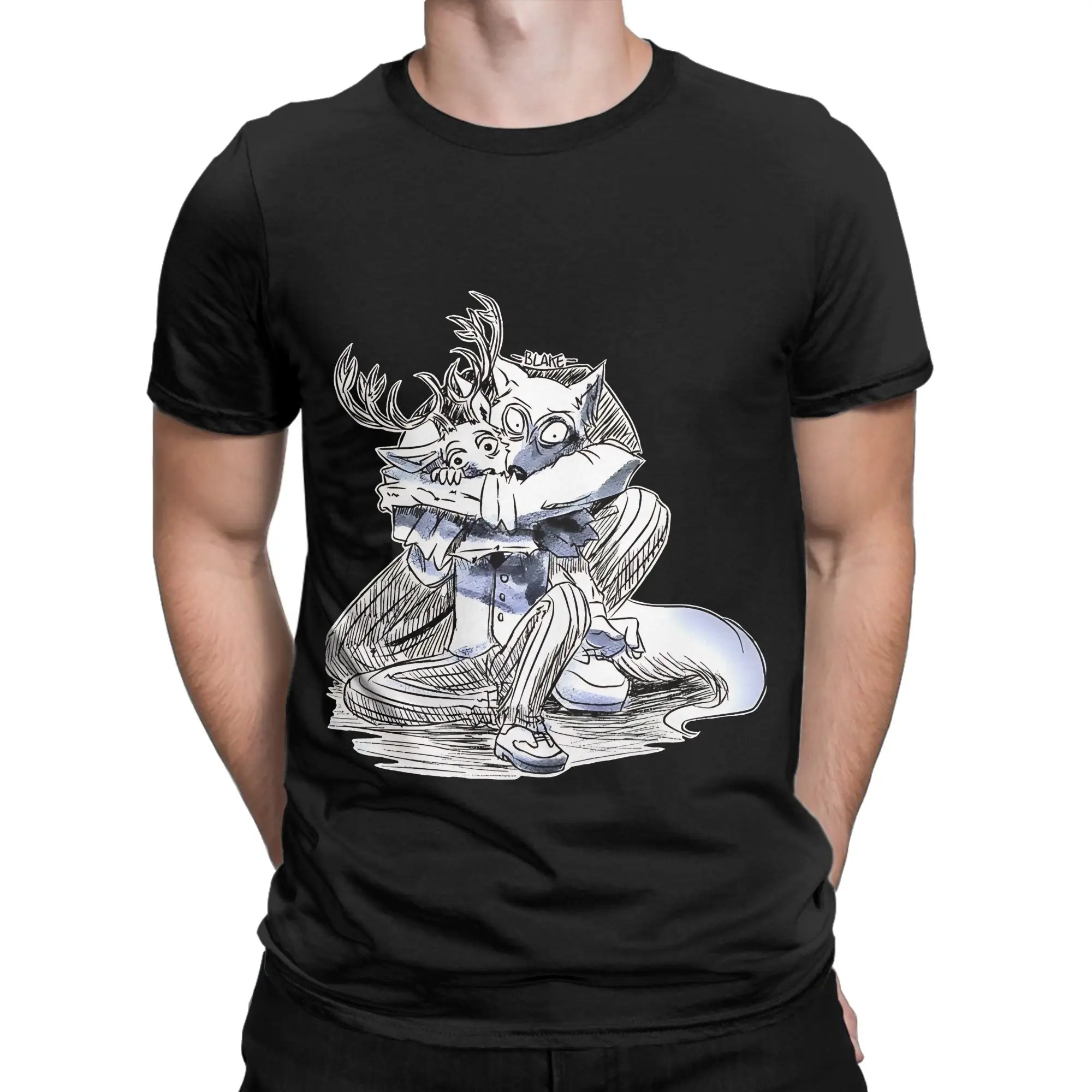anime the red deer louis Essential Shirt Funny Graphic 100% Cotton T-Shirt BEASTARS Final Season Part Tees Tops For Men