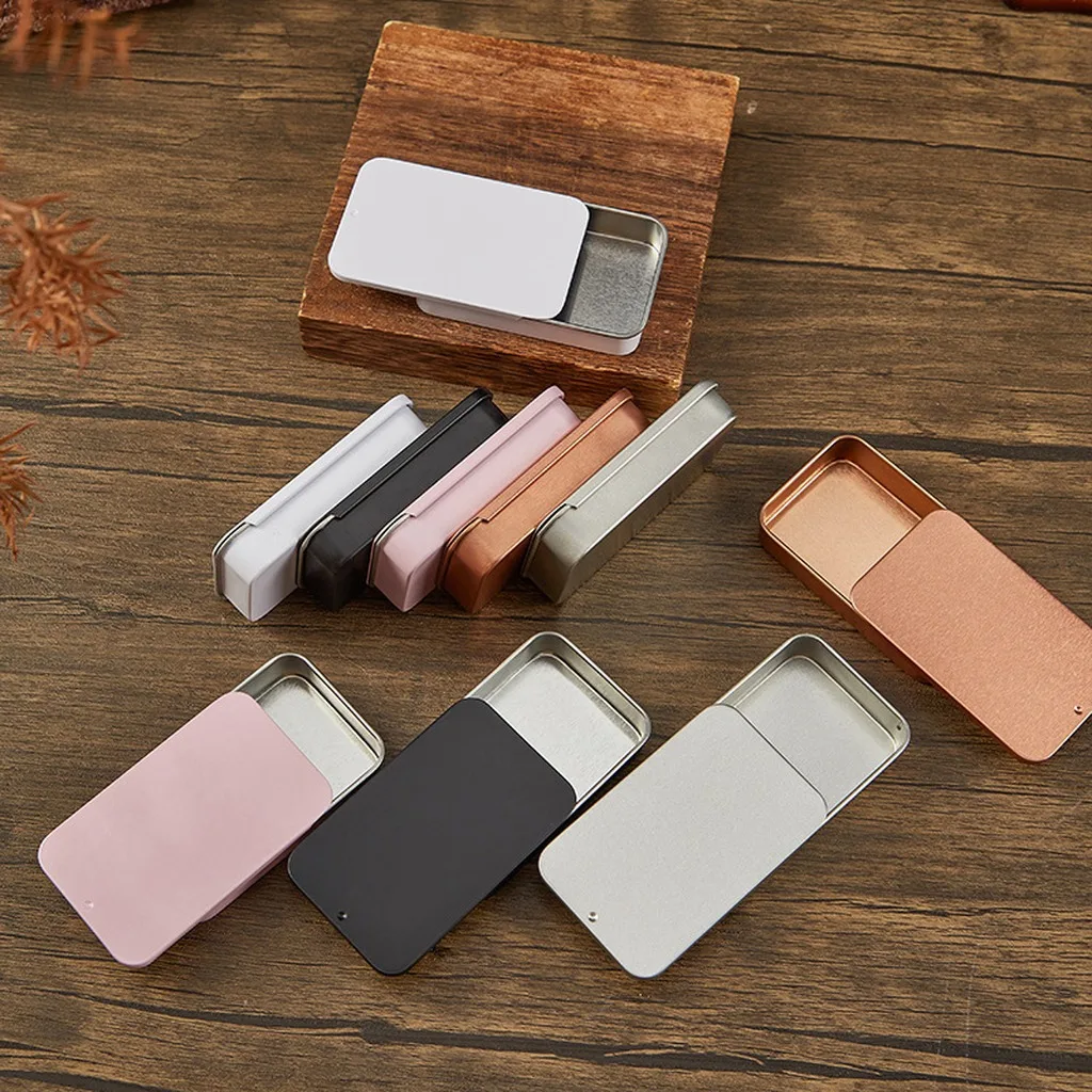 Small Storage Box Compact Tinplate Storage Box Metal Container Tinplate Cosmetic Storage Box For Dressing Table
