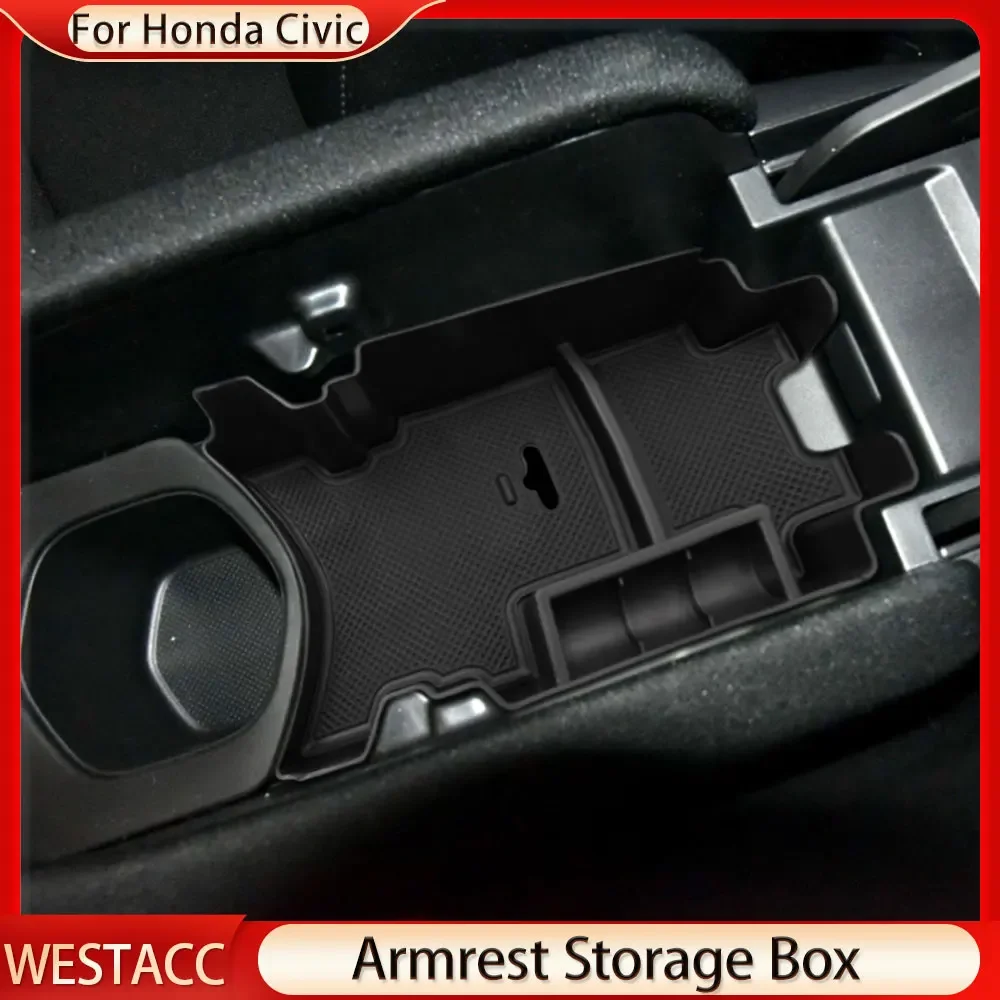 Car Armrest Storage Box for Honda Civic 10th Gen 2016 2017 2018 Center Secondary Tray Organizer Container Box Accessories