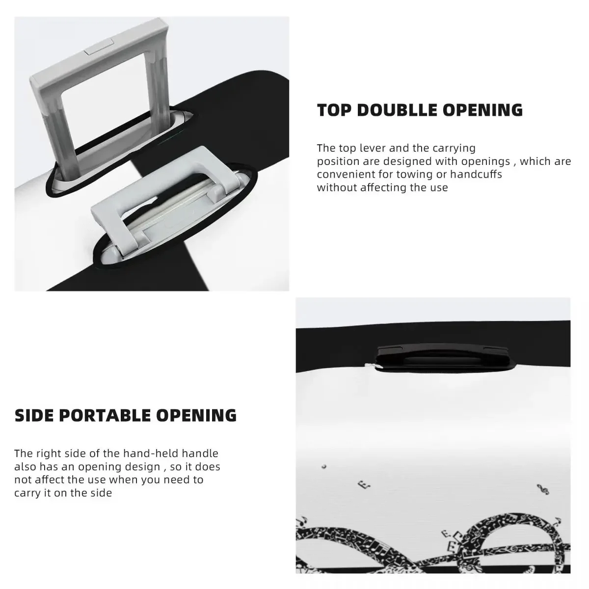 Custom Music Musical Notes Luggage Cover Protector Fashion Travel Suitcase Protective Cover for 18-32 Inch