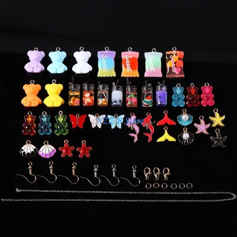 T21F Pendant Set DIY Jewellery Pendants Bead Chain Necklace Charm Jewelry Making