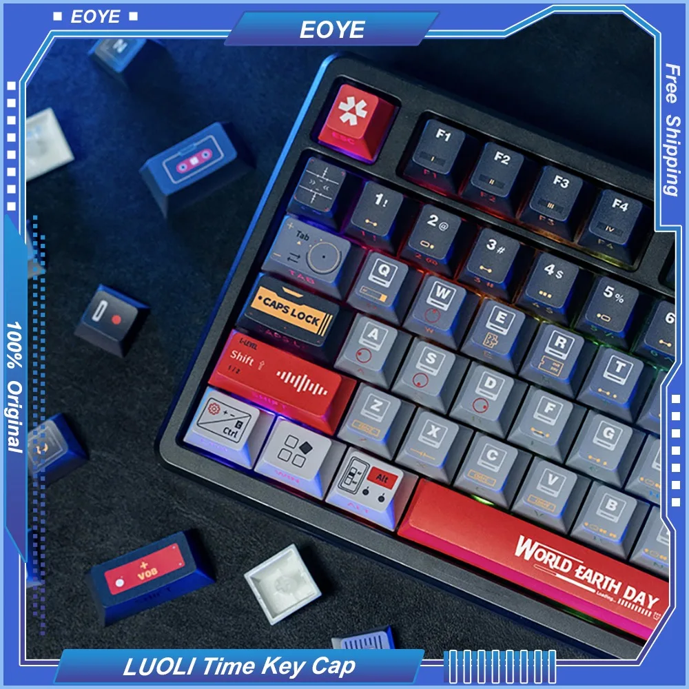 

LUOLI Time Side Carving Translucent Keycaps PBT Original Five-sided Heat-sublimation 132 Keys Custom Mechanical Keyboard Caps