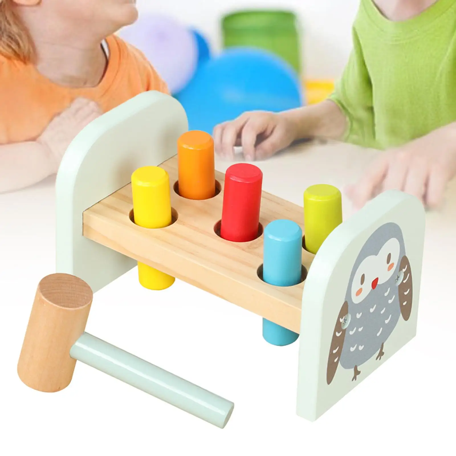 Pounding Bench Wood Toy Wooden Pounding Bench for Preschool Kids Toddlers