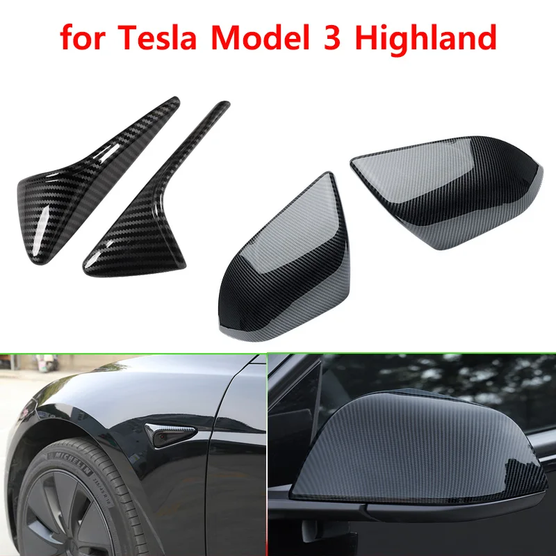 

for Tesla New Model 3 Highland 2024 Accessories RearView Mirror Protector Cover Turn Signal Light M3H Side Camera Trim Sticker