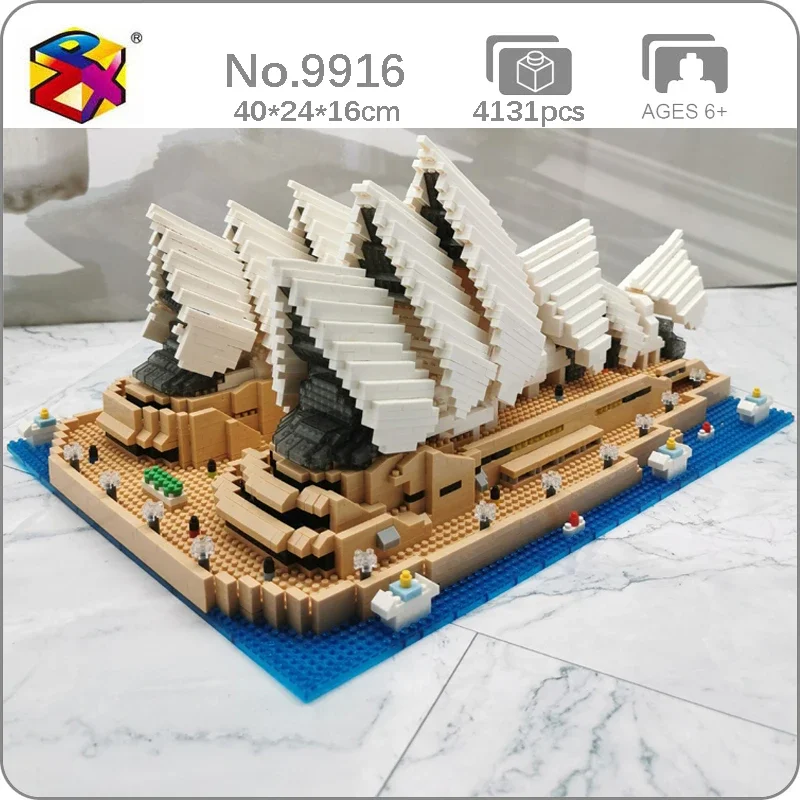 

PZX 9916 World Architecture Sydney Opera House Theater Ocean Ship 3D Mini Diamond Blocks Bricks Building Toy For Children No Box