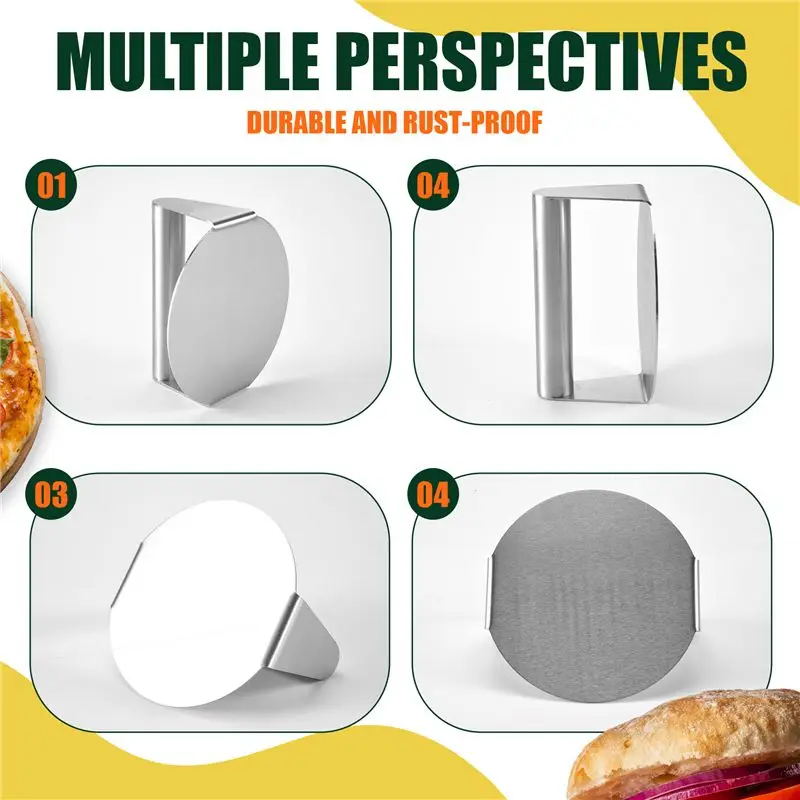 A96K-Stainless Steel Burger Press, 5.5 Inches, Round Burger Smasher, Non-Adhesive Bacon And Grill Press For Steaks, Panini view 5