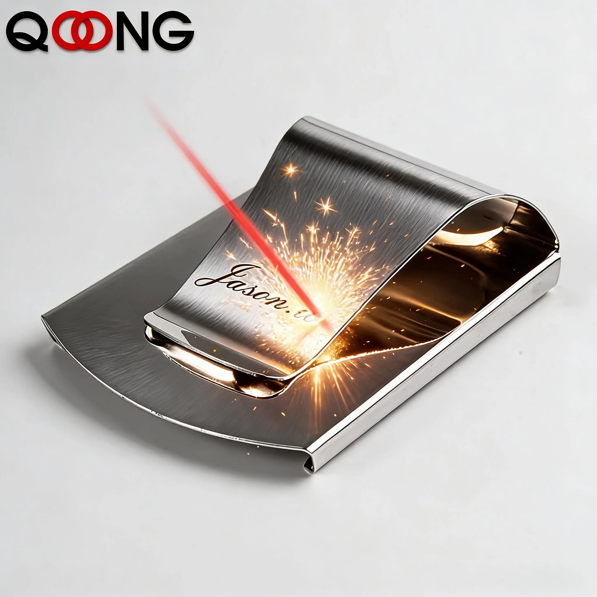 QOONG Custom Lettering 3 Color Slim Pocket Tool Money Cash Clip Clamp Double Sided Credit Card Holder Bottle Opener QZ40-006