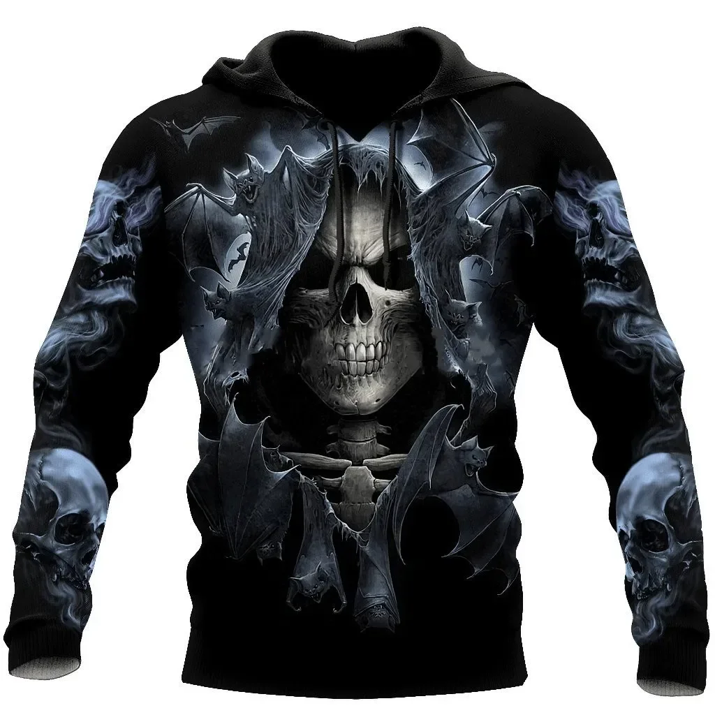 3D Printed Skull Graphics Men\'s Hoodie Tops Fashion Unisex Sweatshirt