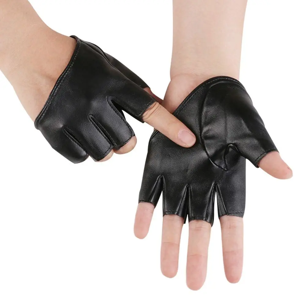 Gothic lolita Performance Mittens Women Men PU Leather Gloves Five Finger Gloves Cosplay  Mittens Ladys Driving Dress