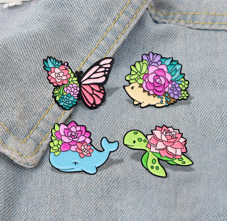 

Colorful Butterfly Badge New Personalized Cute Animal Breast Needle Hedgehog Turtle Bag Decorative Breast Badge