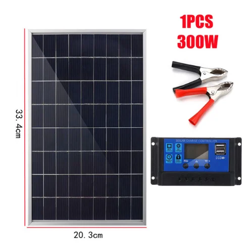 300W 600W Solar Panel Kit Set Portable with Alligator Clip/ IP65 Water Resistance for Home Indoor Outdoor 12V Solar Cells Board