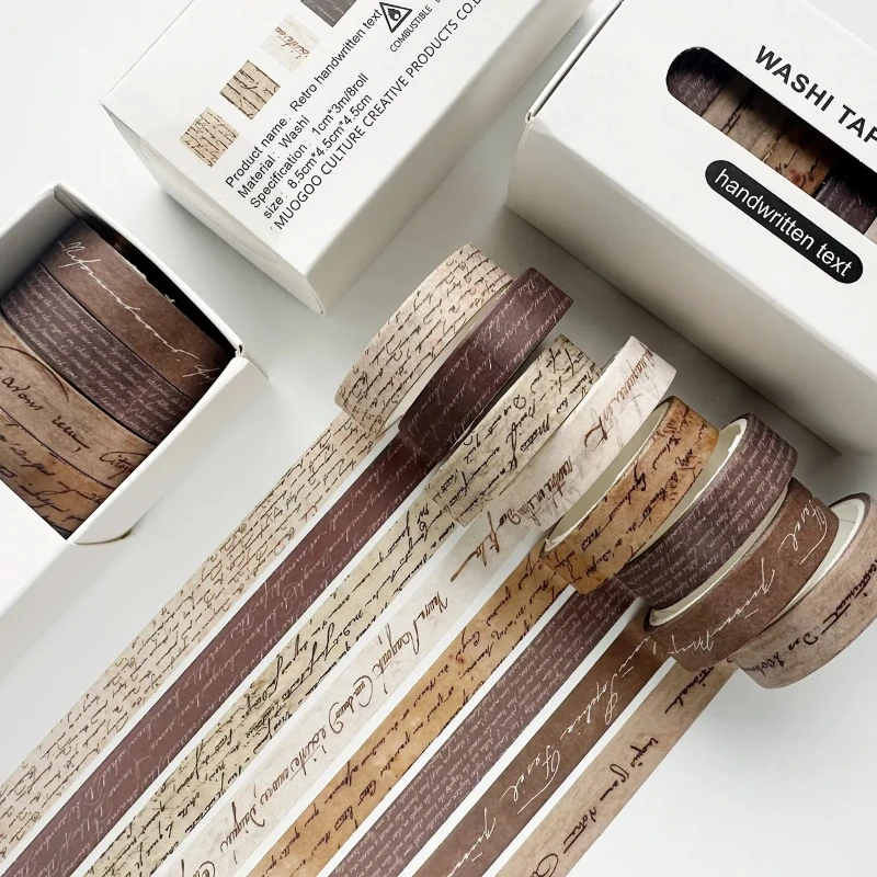 8 Rolls Retro Washi Tape Set Skinny Vintage Decorative Adhesive Masking Tapes Decoration Stickers for Art DIY Journals