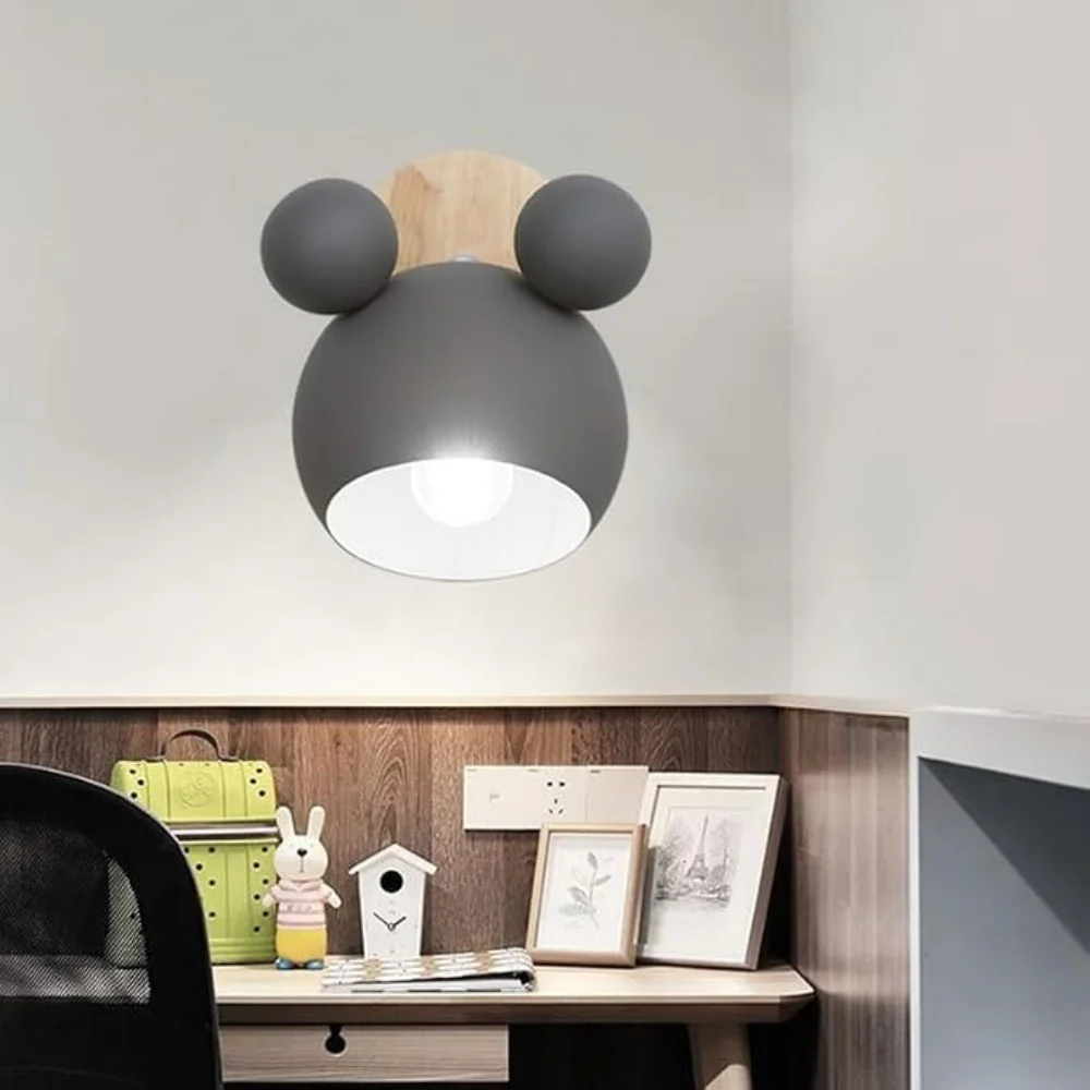 Cartoon Mouse Wall Lamp 350° Adjustable Wall Sconces Modern Cute Wall Lights Indoor Decor Wall Light For Kids Boys Girls Bedroom