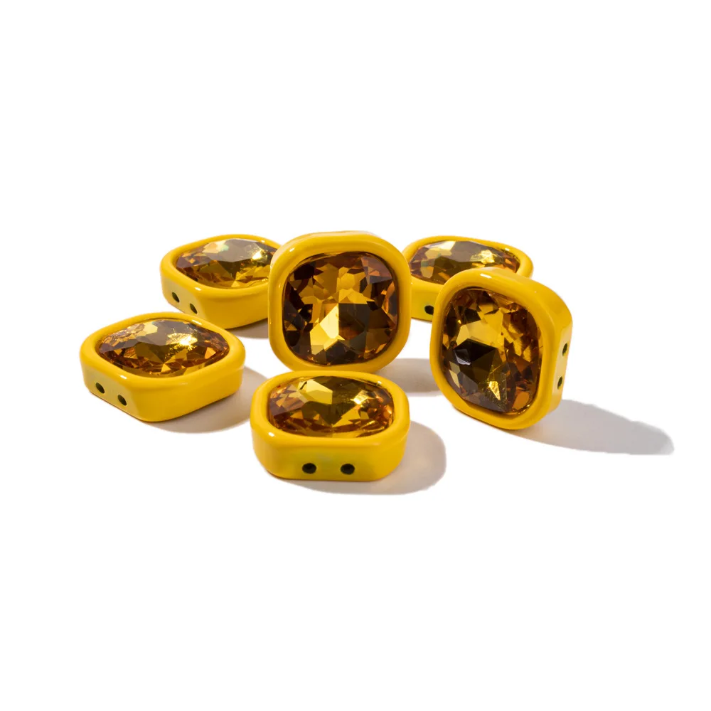 Bohemian Style Colorful Enamel 15MM Square Table Set with Crystal Diamond Beaded Accessories Accessories