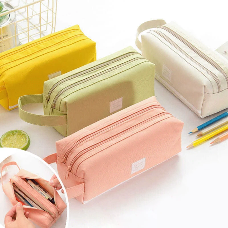 Astucci semplici astucci borsa Oxford Pen Box Pouch doppio strato grande capacità per ragazze torna a scuola forniture per studenti cancelleria