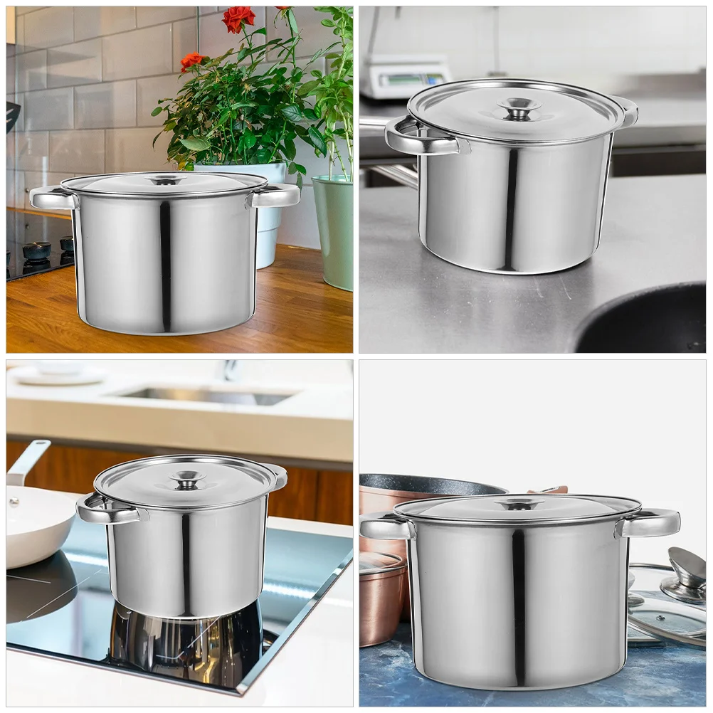 

Stainless Steel Stock Pot 18Cm Dual Handle Soup Cooking Pot With Lid For Stewing Boiling Porridge Broth Milk Kitchen Cookware