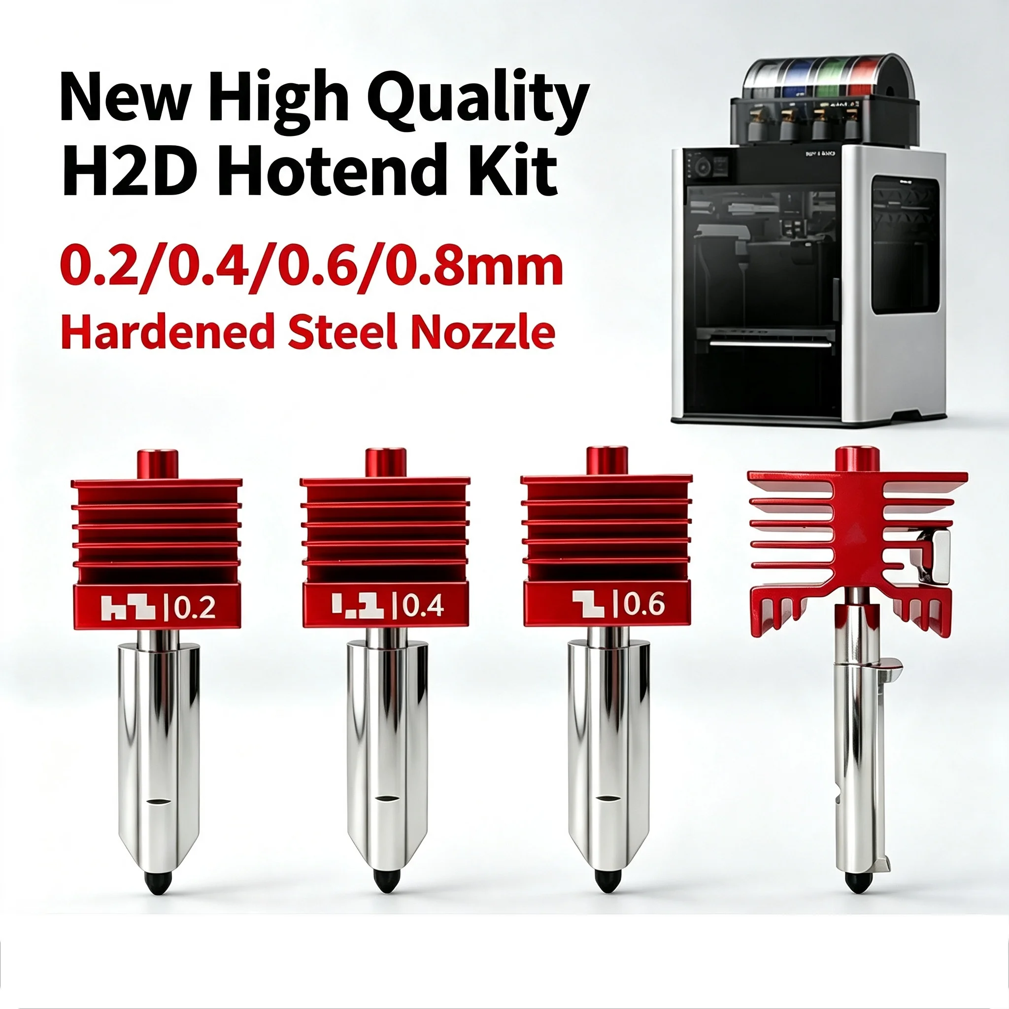 P2S X2D H2D Hotend Kit with 0.2/0.4/0.6/0.8mm Hardened Steel Nozzle Replace Hotend Kit For Bambu P2S X2D H2D H2S H2C A1/A1min！！！