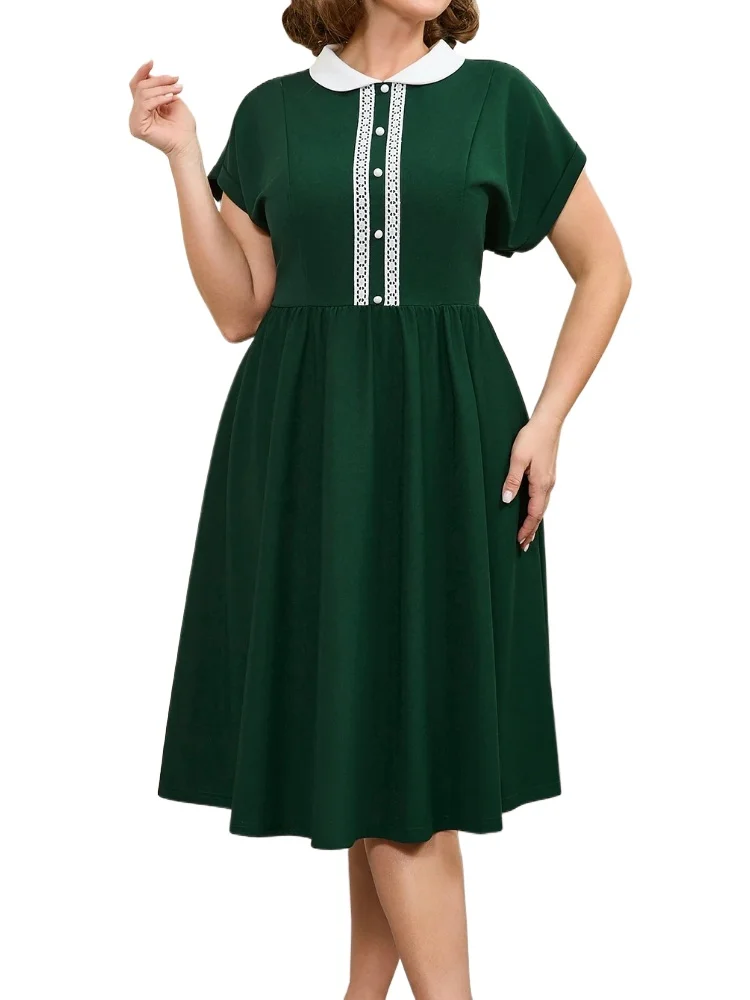 

Modest Prom Dresses Curve Dresses Plus Size Doll Collar A Line Casual Work Dress Elegant Loose Fit Office Wear 2025 New