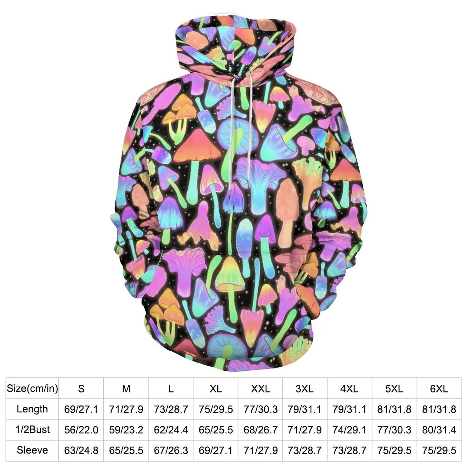 Magic Mushroom Print Hoodies Long Sleeve Spooky Mushrooms Y2k Casual Hoodie Winter Hip Hop Oversize Graphic Loose Sweatshirts