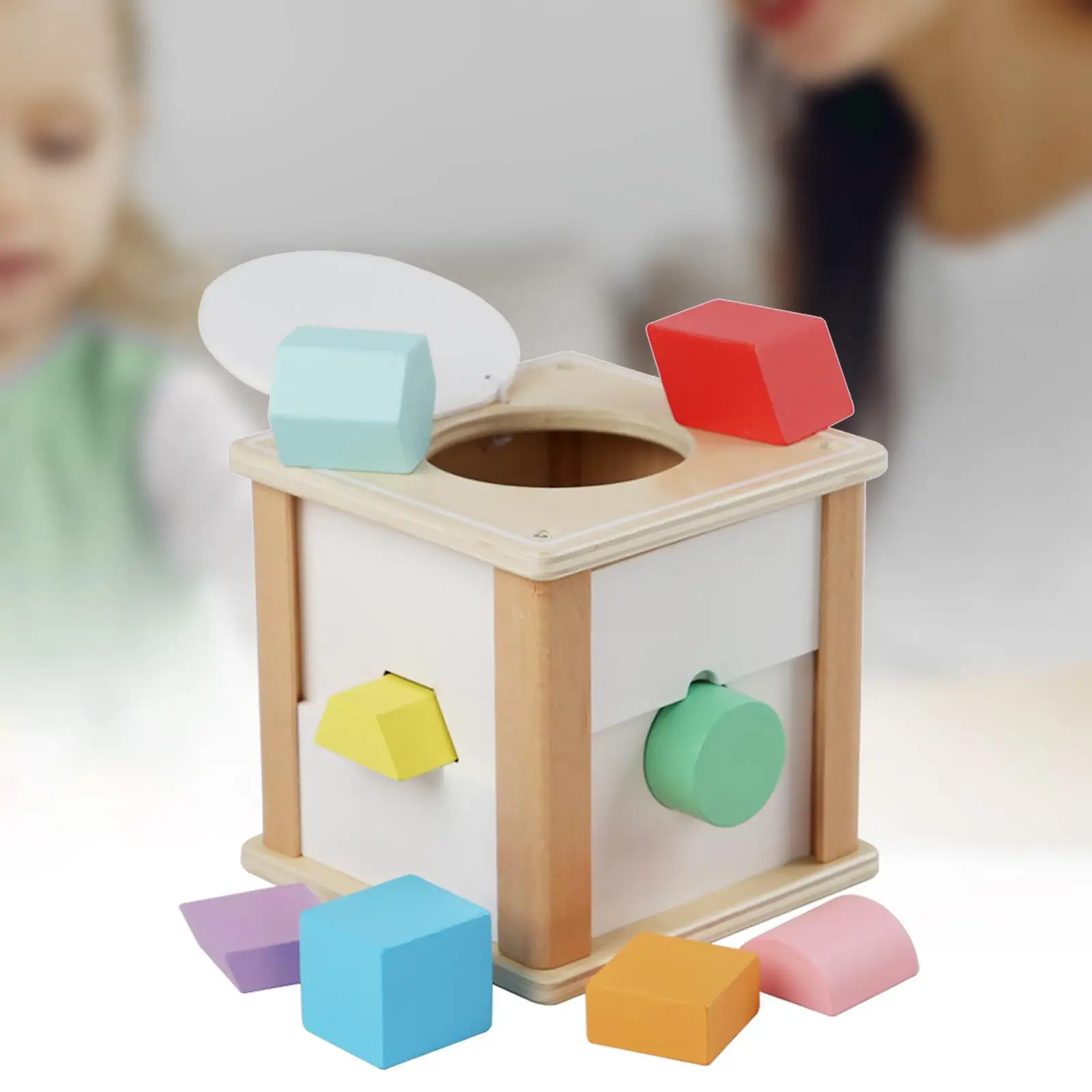 Montessori Wooden Activity Cube Shape Sorter Toy for Baby Educational Learning Matching Game Sensory Toys Kids Fine Motor Skills