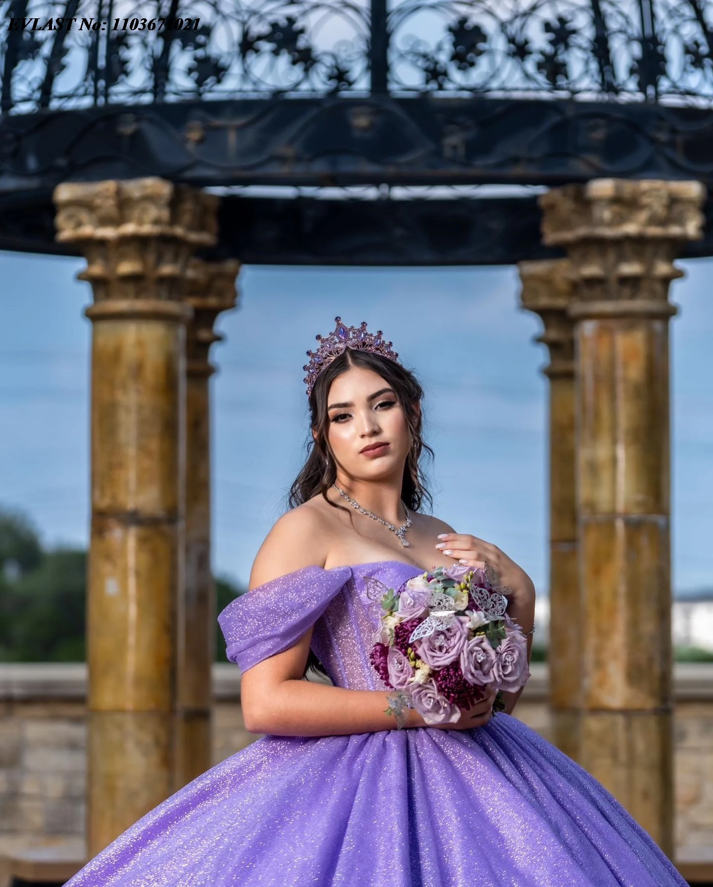 EVLAST Customized Purple Quinceanera Dress Ball Gown Shiny Applique Beading Off Shoulder Corset Sweet 16 Vestidos De Anos SQ368