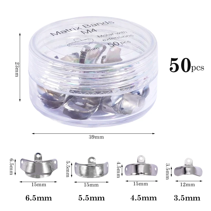50pcs/box Dentistry Metal Matrix Professional Sectional Matrix System Refill Matrices Bands Clamping Ring Clamp Forceps