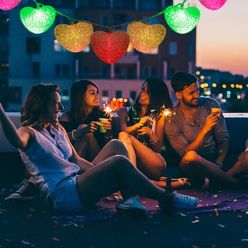 Lucine a LED a forma di cuore per finestre, luci da parete, con 10 LED, ghirlanda romantica impermeabile da 47,2 pollici per il giardino domestico di nozze