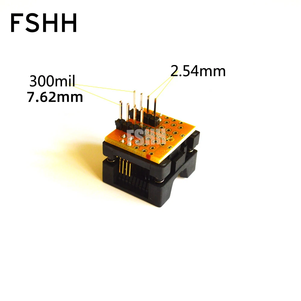 Тестовая розетка 208mil SOP8 SOIC8 SPI FLASH, широкий корпус, адаптер SOP8 к DIP8, шаг 1,27 мм ZY301A SA605B, адаптер программатора