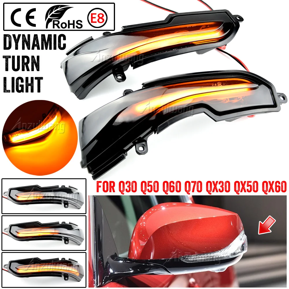 

LED Dynamic Turn Signal Light for Infiniti Q30 Q50 Q60 Q70 QX30 QX50 QX60 QX70 Skyline 2x Car Side Mirror Blinker Indicator Lamp