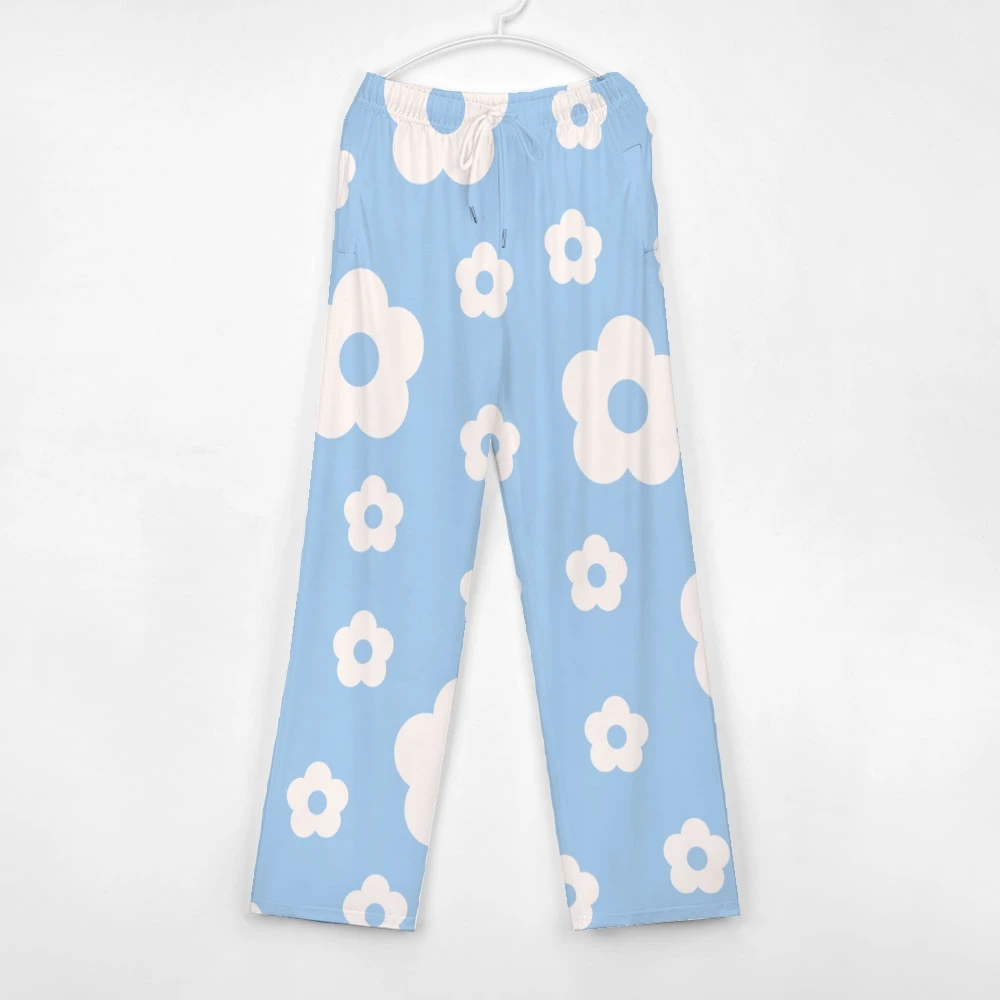 Pantalon de pyjama unisexe avec poches pour hommes et femmes, pantalon de salon, bas de pyjama de sommeil, fleurs de dessin animé, cordon de proximité, mignon, super doux