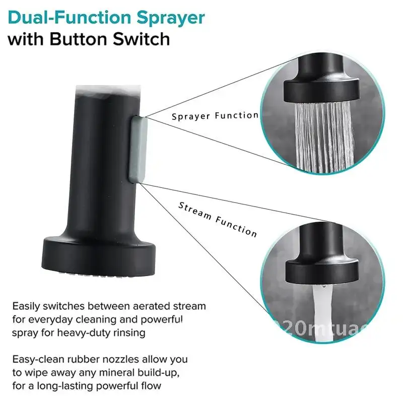 Brushed Nickel Kitchen Faucet Deck Mounted Degree Rotation Mixer Tap with Stream Sprayer Nozzle for Kitchen Sink Hot Cold Water