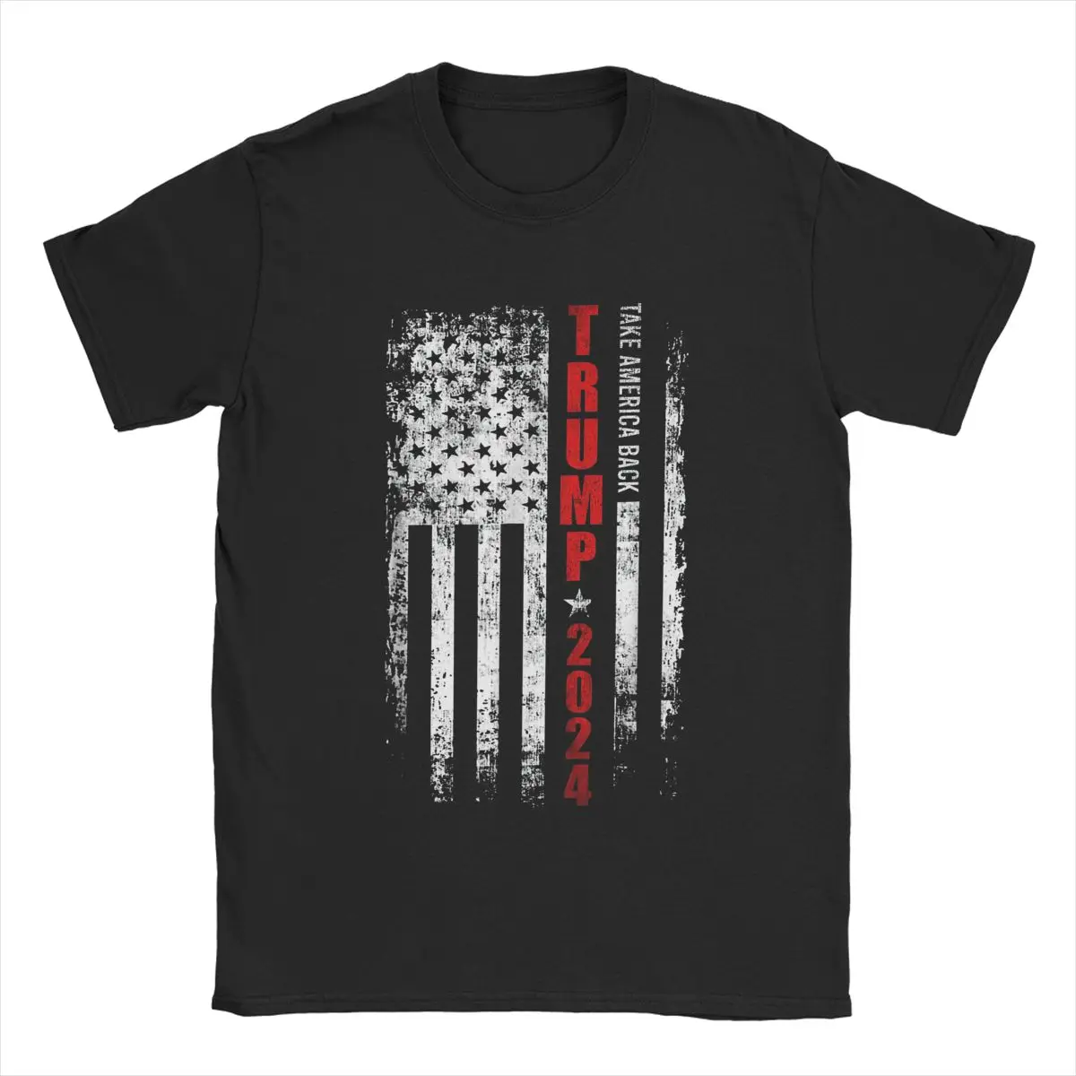 Men's Donald Trump 2024 Take America Back T Shirts American Flag Cotton Clothing Novelty Short Sleeve Round Collar Tees T-Shirts