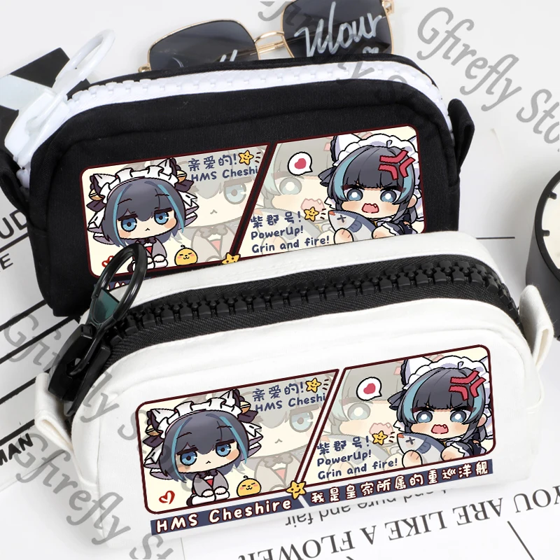 

Large Capacity Stationery Pencil Box Anime Azur Lane Pen Bag High Quality Writing Case Canvas HMS Cheshire Colleagues Gift