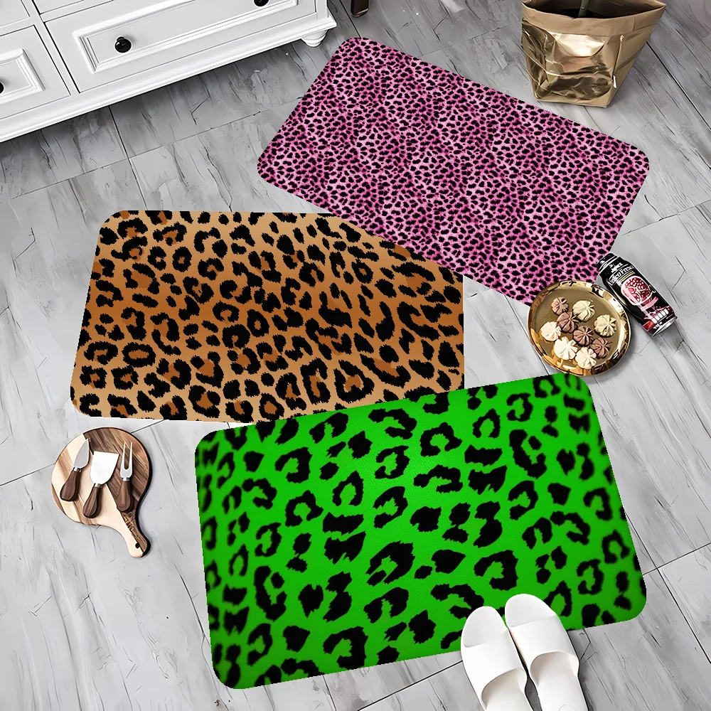 

Leopard Print Room Mats Washable Non-Slip Living Room Sofa Chairs Area Mat Kitchen Doormat Area Rug