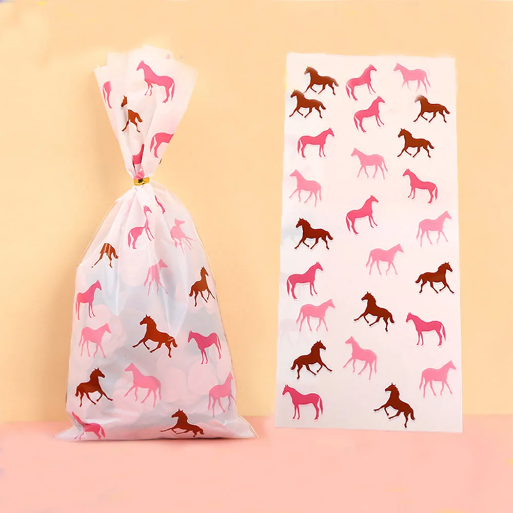 10-50PCS Horse Party Gift Bags Candy Bag Biscuit Packing Bag Horse Treat Bag Children Horse Birthday Party Decoration Supplies