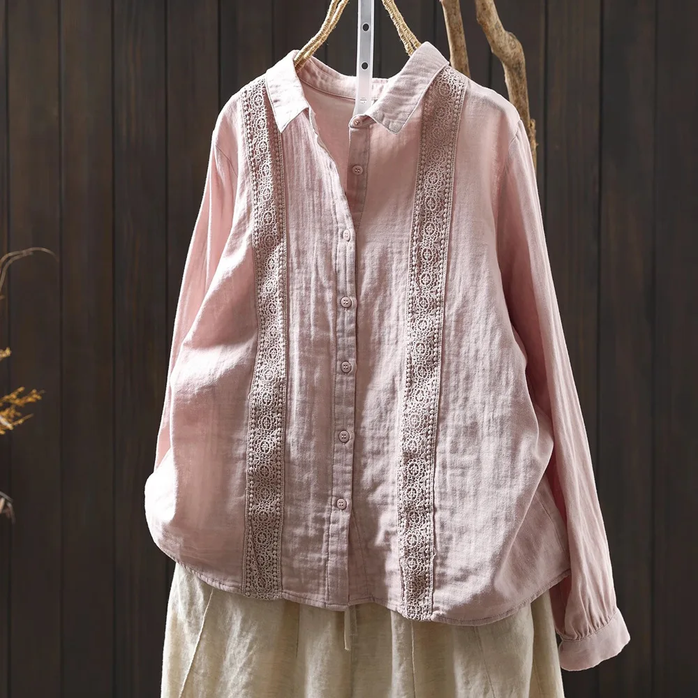 

Enianechu корейские модные хлопковые розовые, белые, синие кружевные лоскутные рубашки и блузки крючком, мягкая осенне-зимняя женская одежда