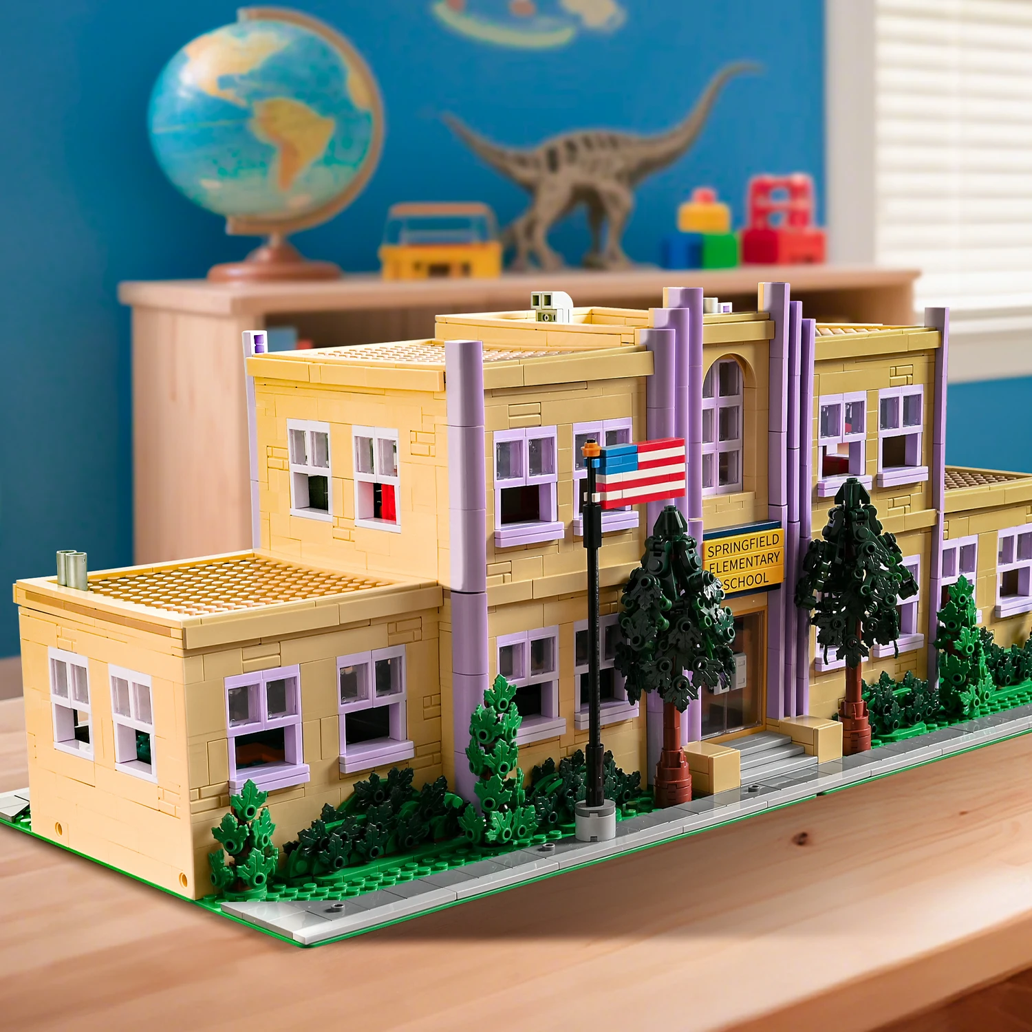 3500PCS MOC Springfield Elementary School Building Blocks Street View Modular Architecture Brick with 8 Figuren Model Toys Gifts
