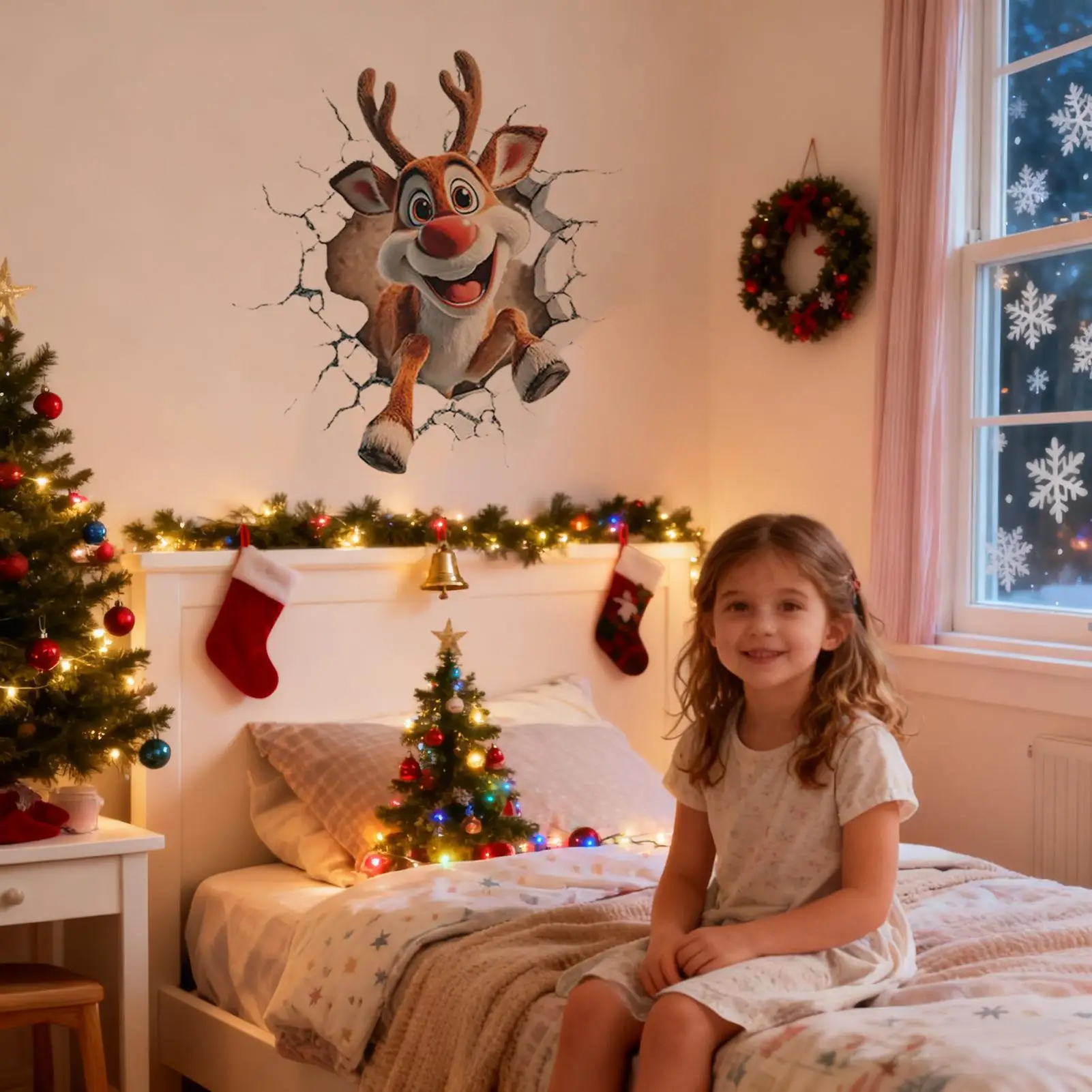 Christmas Window Stickers Wall-Breaking Santa Clings Wall-Breaking Santa Christmas Window Decals For Bathrooms Kitchens Bedrooms