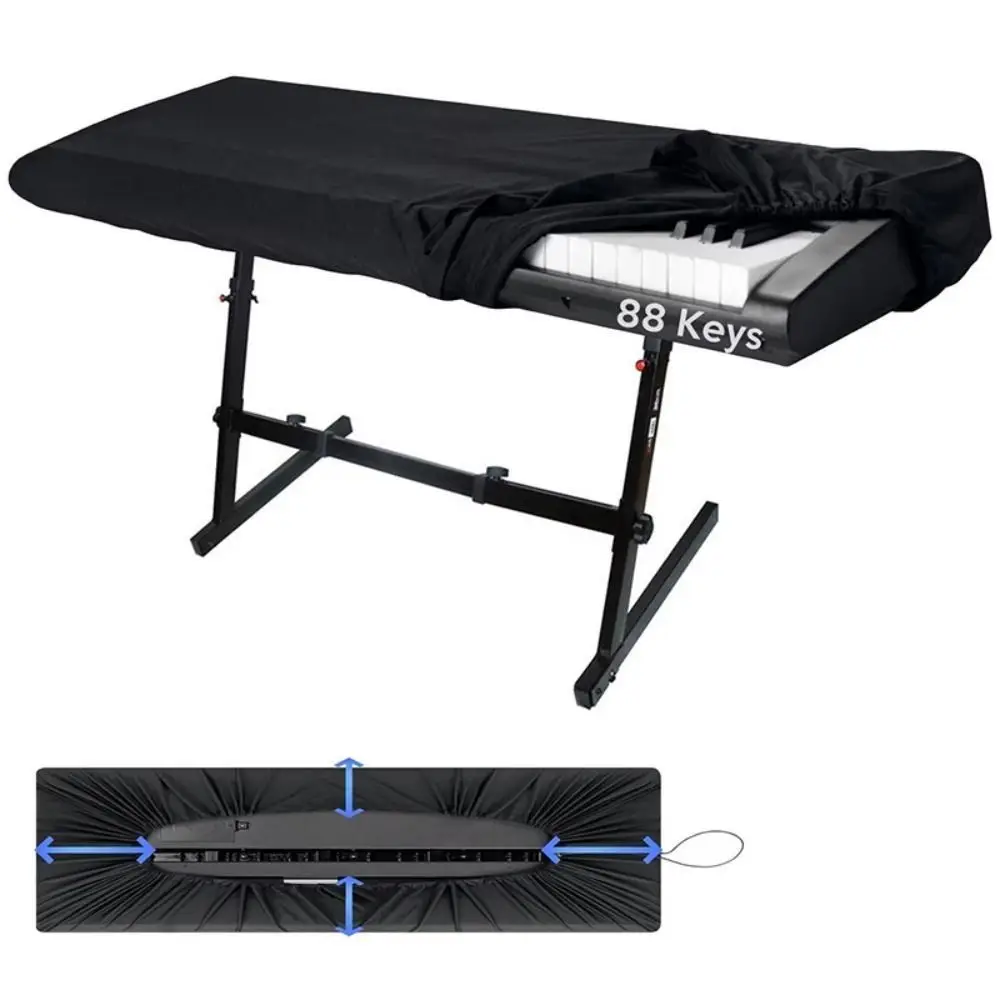 غطاء غبار للوحة مفاتيح البيانو مع مشبك قابل للسير ، غطاء ممتد بمشبك ، 61 88