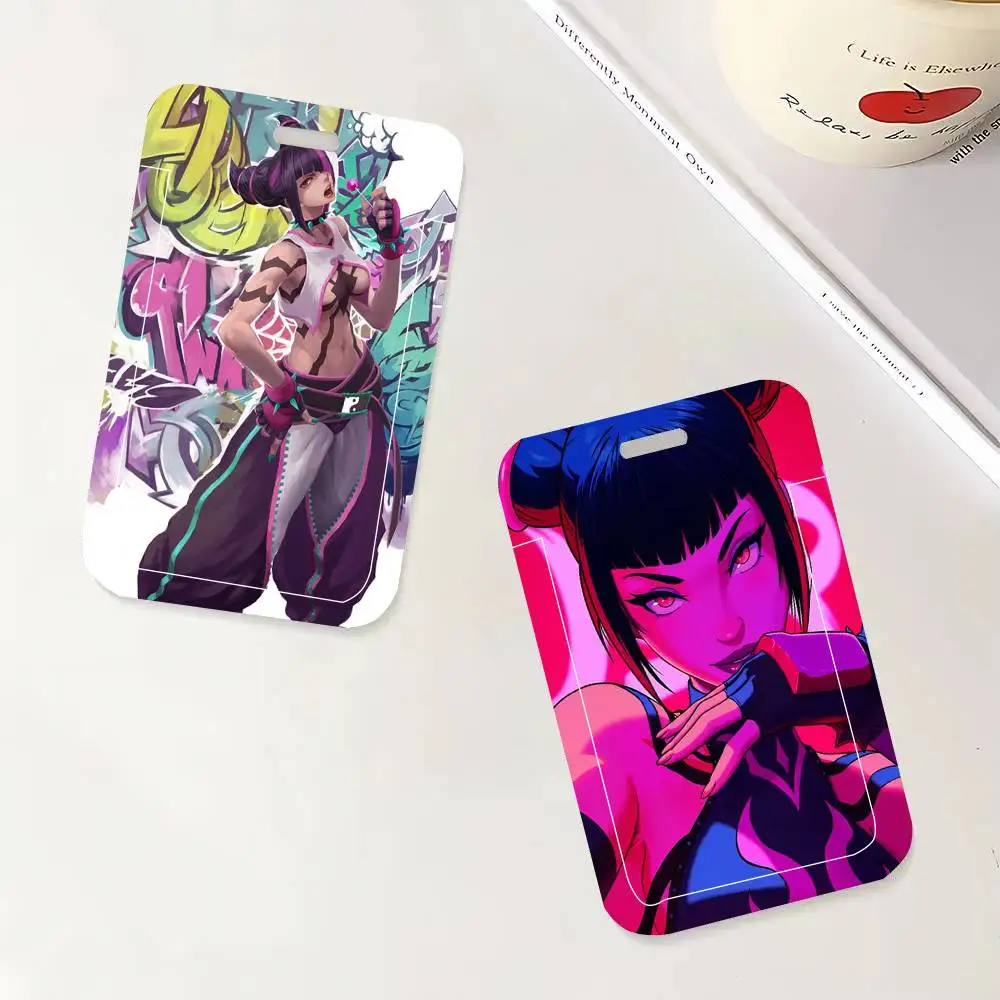 

Game S-Street F-Fighter J-Juri Black Lanyard Card Holders Student Meal Cards And Campus Ids School