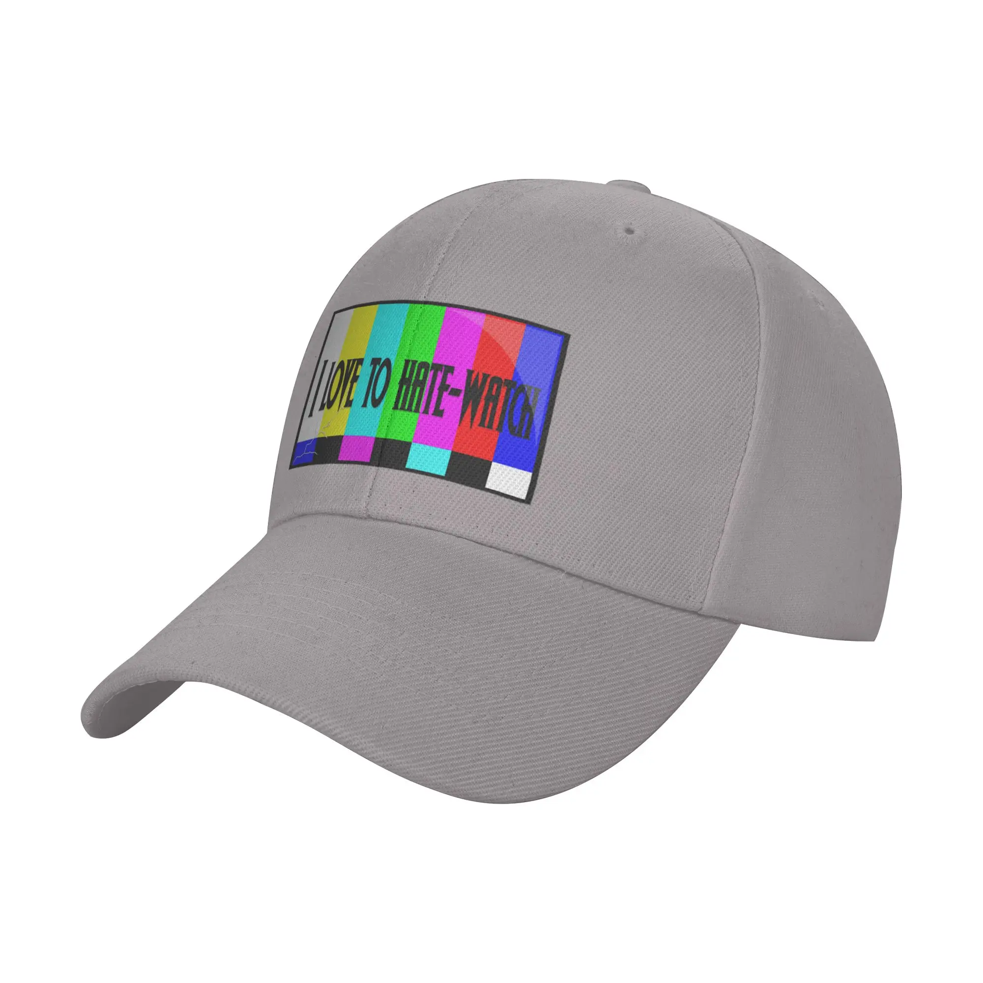 I love to hate watch   Broken TV test card illustration Trendy Baseball Cap Construction Work Easy Clean Headwear