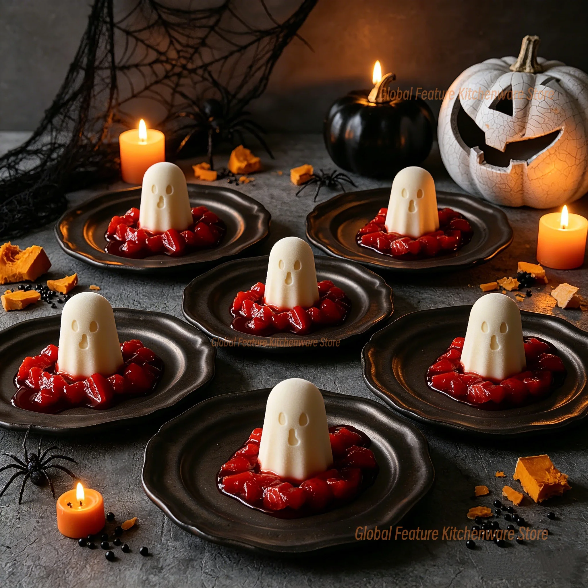 Halloween Ghost Silicone Mold Food Grade Multifunctional Ice Cube Jelly Chocolate Candle Soap DIY Baking Kitchen Gadget