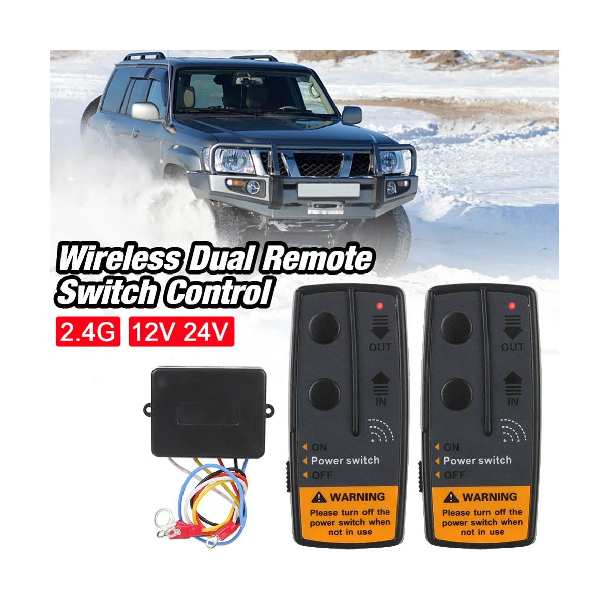 2.4G 12V 24V Electric Winch Switch Controller Universal Wireless Remote Control Recovery for Off-Road ATV Trailer 72W