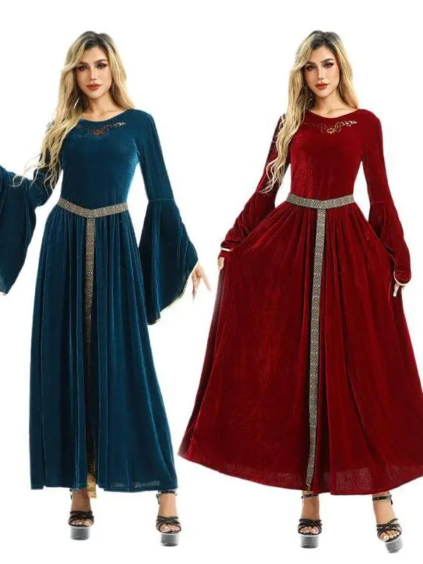 

Renaissance Farmhouse Halloween Costume Vintage Court Style Medieval Peasant Dress Women's Ethnic Stage Clothing Traditional ...