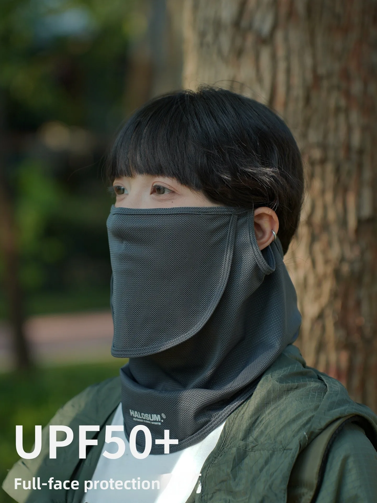 Breathable Ice Silk Mesh Face Mask Unisex Outdoor Sports Neck Protection Integrated Sunshade Shawl Drinking Water Function